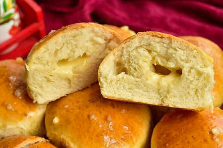These are the donuts! Very tender and soft dumplings with cheese are obtained according to this recipe. They can be safely served with tea or borscht. Spoil your loved ones with such original and delicious buns.の写真素材