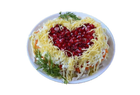 Done. Garnish the salad with a pomegranate with a heart and grated cheese. Salad ready! Surprise your soul mate with a delicious, nourishing and originally decorated Passion and Love salad. It is prepの写真素材