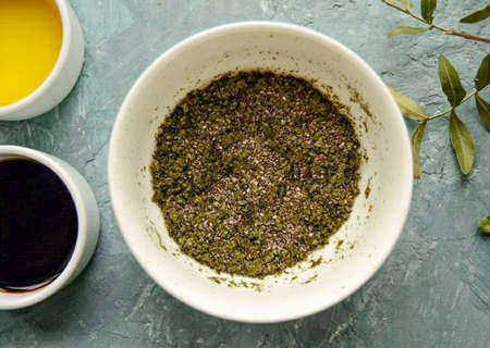 Toss the chopped nori leaves and chia seeds.の写真素材