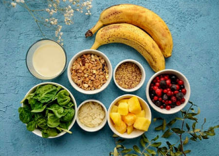 Prepare all the required ingredients for the Smoothie Bowl.の写真素材