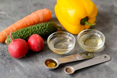 Prepare all the necessary ingredients for the Vegetable Carpaccio