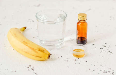 Prepare all the required ingredients for the Banana Milk.の写真素材