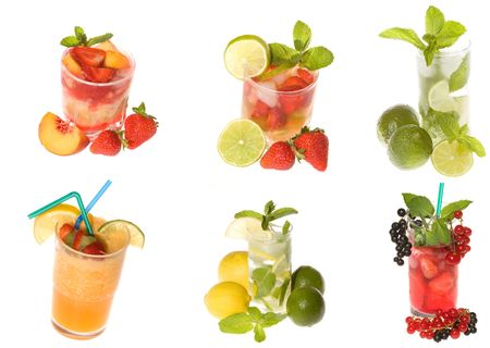 collection cocktails on white backgroundの写真素材