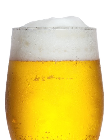 glass of beer on a white backgroundの写真素材