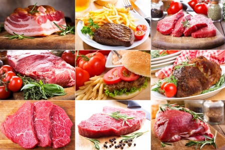 collage with different meat の写真素材