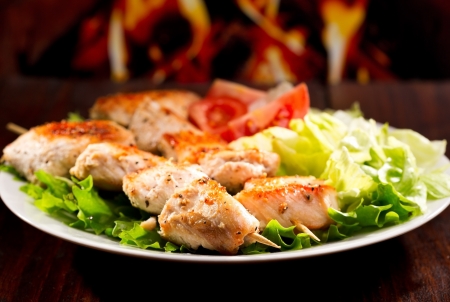 Grilled chicken with fresh saladの写真素材