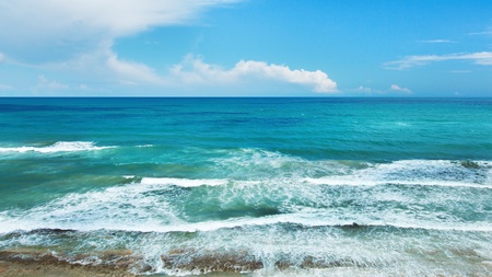 tropical sea with wavesの写真素材