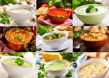 Collage of various soups の写真素材