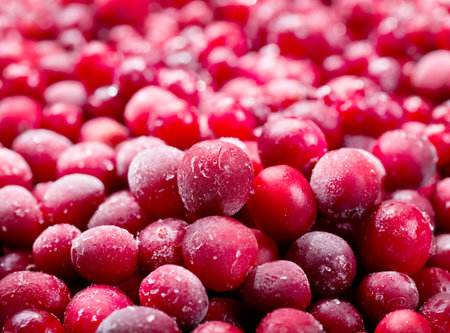 frozen cranberry as background