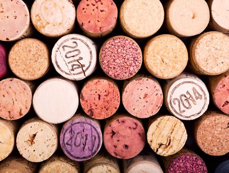 various wine corks as backgroundの写真素材