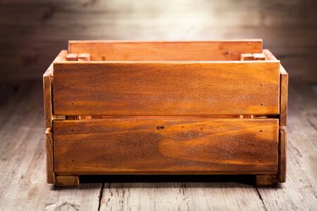old wooden box on a tableの写真素材