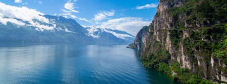 Summer view over of lake Garda in Italy, Europeの写真素材