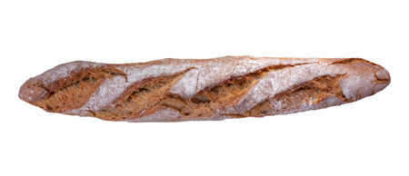 fresh bread isolated on white background, top viewの写真素材
