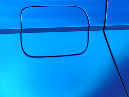 Tank flap in modern design of a middle class station wagon in special blue finish, flat and silkyのeditorial素材