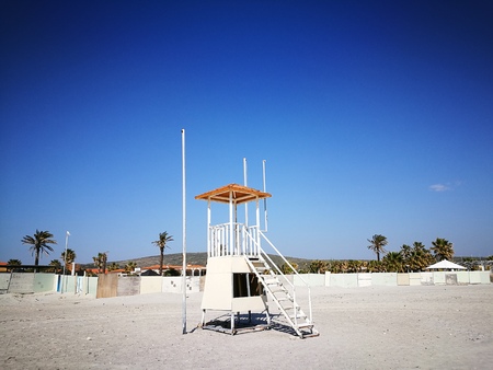 Baywatch in the Bay of Alacati at the Aegean Sea in the province of Izmir in Turkeyの写真素材