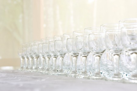 Lots of wine glassesの写真素材