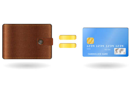 Wallet equal to a credit card. Vector illustrationのイラスト素材