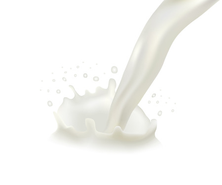 Illustration of splash with pouring milk. Vector.のイラスト素材