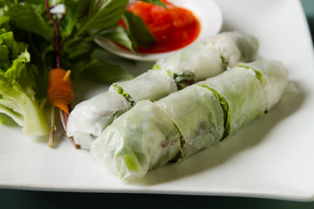 Vietnamese food Fresh spring rolls, Side view