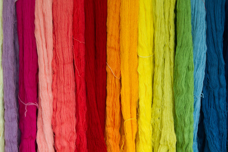 Colorful of Karen hill tribes's Silk Threadsの写真素材