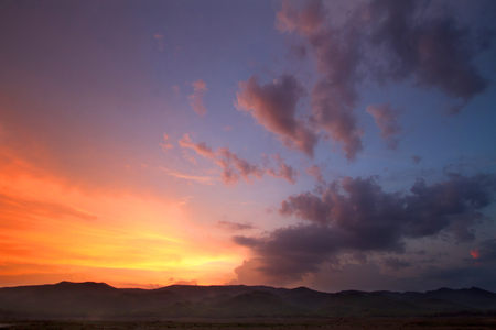Natural sunset sunrise sky and cloud at mountainの写真素材