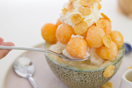 Fruit ball from delicious dessert bingzuの写真素材