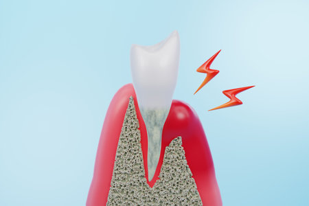 Gum inflammation disease or gingivitis. Dental Gum and teeth treatment concept. 3D rendering.の写真素材