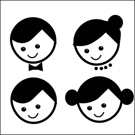 family logo, parents, children, symbol, vector, cartoonのイラスト素材