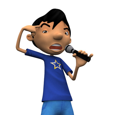 Young angry singerの写真素材