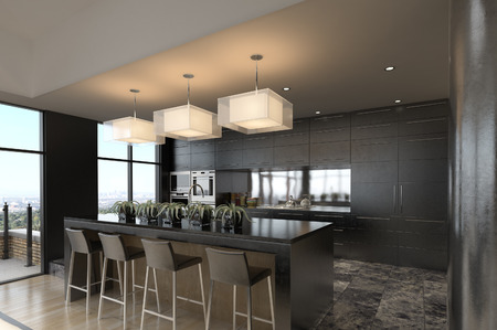 Modern Penthouse with Kitchenの写真素材