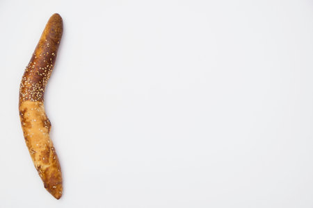 One Traditional Balkan or kifli on white background.