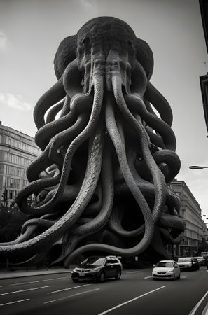 Big octopus sculpture in Londonの素材
