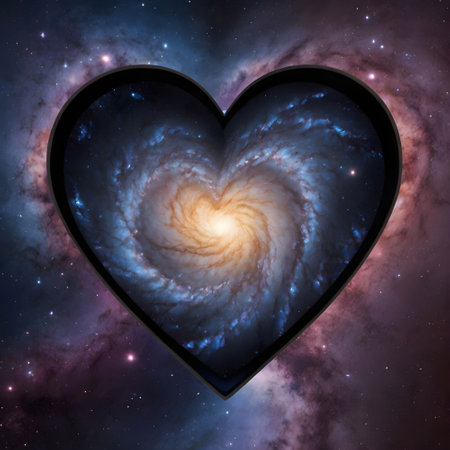 Heart in space. Valentine's day background. 3D rendering.の素材