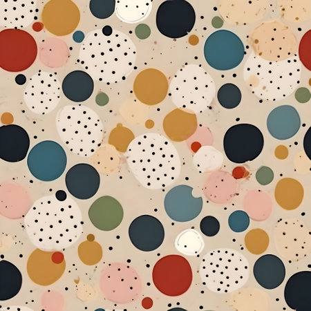 Seamless pattern with polka dots on beige background.の素材