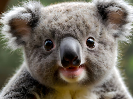 Close up of the face of a Koala bear (Phascolarctos cinereus)の素材