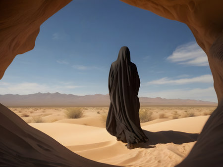 Hijab in the Sahara desert, Morocco. 3d renderingの素材