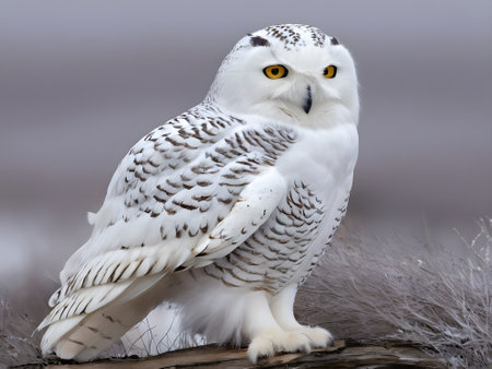 Snowy Owl (Bubo scandiacus) in winter plumageの素材