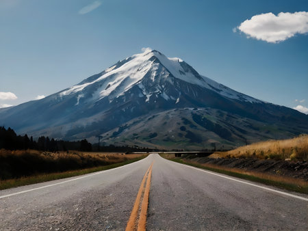 Road to Mt.Fuji, Yamanashi, Japan.の素材