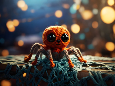 Halloween background. A toy in the form of a spider.の素材