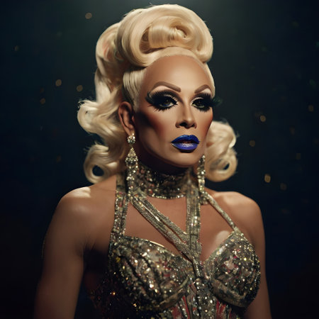 Portrait of a beautiful woman with creative hairstyle and make-upの素材