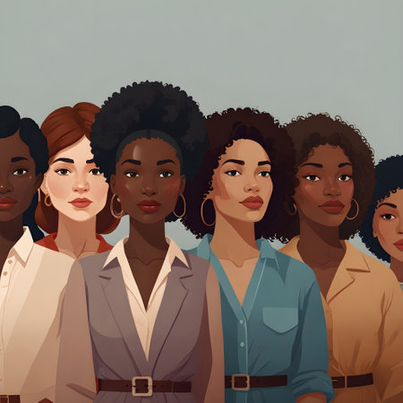 Group of African American women. Vector illustration in a flat style.の素材