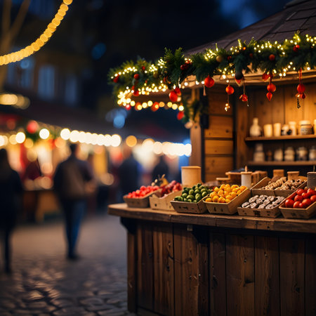 Christmas market in Riga, Latvia. Traditional christmas market at night.の素材
