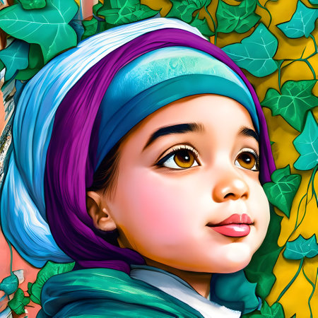 Beautiful girl with turban on her head. 3d illustration.の素材