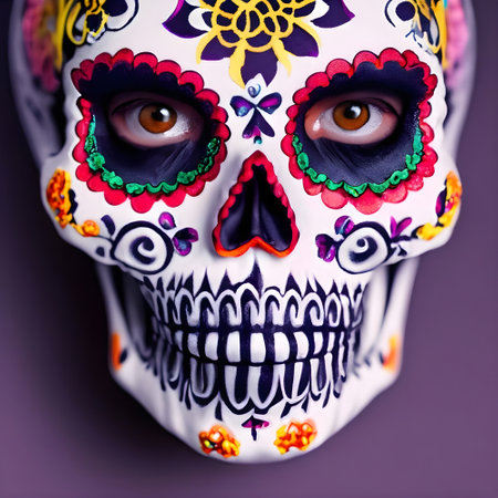 Day of the Dead sugar skull portrait. Dia de los muertos. Day of The Dead.の素材
