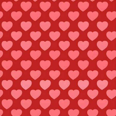 Seamless pattern with hearts on red background. Vector illustration.の素材