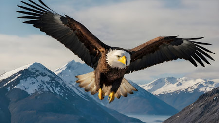 Bald Eagle (Haliaeetus leucocephalus) in flightの素材