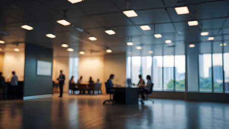 Blurred image of business people in meeting room. Abstract background.の素材