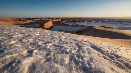 Sand dunes in the Sahara desert, Merzouga, Moroccoの素材