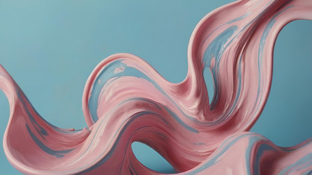 3d illustration of pink paint splashing on a blue background.の素材