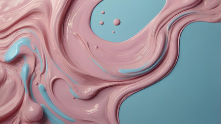 pink paint splashing on blue background. 3d render illustrationの素材